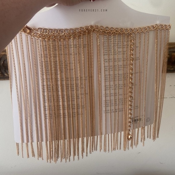 Gold Tassel Fringe Skirt Waist Chain Hip Belt Jewelry Heart Pendant - Picture 3 of 3